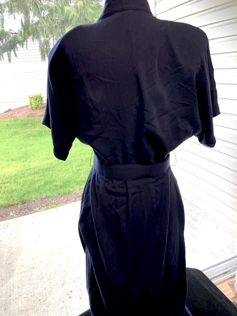 Women’s RABBIT DESIGNS Navy Maxi Short Sleeve Dress - Belt, Buttons Front Sz 12 - Picture 4 of 10